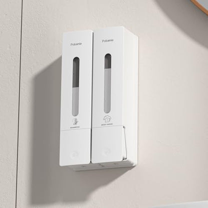 1984 Shampoo and Conditioner Dispenser Wall Mount Shower Dispenser 2 Chamber No Drill Bathroom Set Shampoo Dispenser for Shower Wall Home Hotel 400ml x 2 White - color: White 2 Chamber