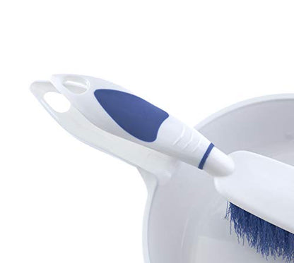 Dustpan and Brush Set, Hand Broom with Ergonomic Grip Handle - Rubber Edge for Easy Dirt Pickup, Durable Material - Grey & Blue Hand Brush by Superio, 2-Pack (Blue, 2-Pack) - color: Blue, 2-pack