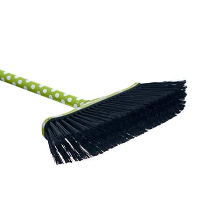 Superio Polka Dot Printed Broom, Premium Black Plastic Bristles, Heavy-Duty Household & Outdoors, Easy Swiping, Multi-Surface, USA Wooden Handle, 12 Inch Sweeping Head - color: Polka Dot Design, size: 1-Pack