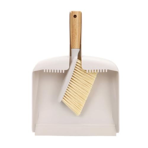 Mini Dustpan and Brush Set with Bamboo Handle, Portable Multipurpose Broom Dustpan Set with Handle Teeth, for Desktops, Bedroom, Kitchen, Pet Care, Camping,White, 1 Set - color: White