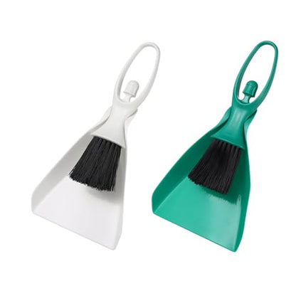 uxcell 2 Pcs Mini Dustpan and Brush Set, Small Broom and Dustpan Set for Office Tabletops Sofas Keyboards Home Cleaning Tool, Blue Green/White - color: Blue Green/White