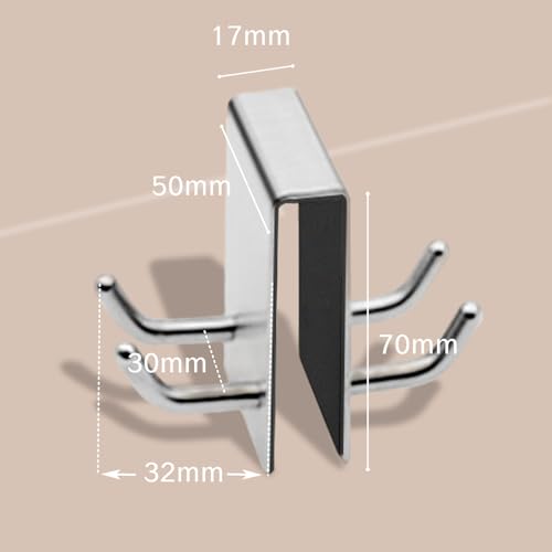 BRBASAP Door Hook Towel Matte Nickel Hooks for Frameless Glass Shower Doors Stainless Steel Over Door Hanger for Bathroom Robe Towel Holder Razor Squeegee and Loofah Fits 0.32-0.66in Doors