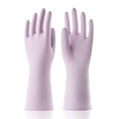COOLJOB Medium Household Rubber Gloves with Cotton Liner & Non-slip Grip, Waterproof Long Lasting Dishwashing Gloves for Kitchen & Bathroom Cleaning, Purple, 1 Pair - color: Light Purple With Lavender Scent, size: Medium (Pack of 1)