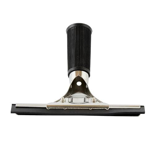 Restaurantware-Clean Tek Professional 5.91 Inch Window Squeegee, 1 Cleaning Squeegee with Rubber Blade - No-Slip Handle, Clean Mirror Or Car Windshield, Stainless Steel Wiper for Glass Door - size: 6", style: Stainless Steel, with Black Rubber Grip