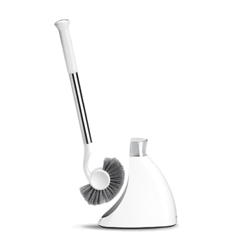 simplehuman Toilet Brush with Caddy, Stainless Steel, White - color: White, size: Toilet Brush Only, style: Toilet Brush