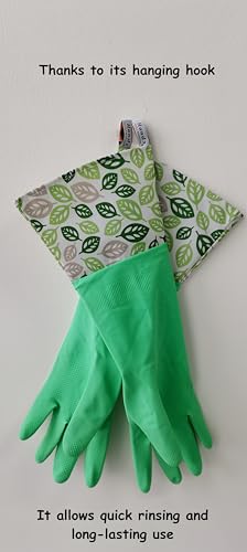 GLOVELY HANDS Water-Resistant Latex Cleaning Gloves, Soft Cotton-Feel Lining, Non-Slip Grip, Long Cuff, Medium (1 PAIR) - color: Green