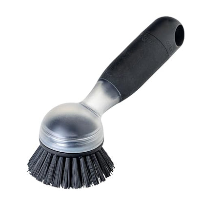 Vigar Rengo Dish Brush with Soap Dispenser - Dish Scrubber with Handle, Kitchen Scrub Brush for Dishes, Sink Cleaning Brush, Soap Dispensing Dish Wand with Nylon Bristles, Non Scratch - Black - color: Black