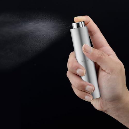 Tekson 10ml Travel Perfume Atomizer Refillable, Mini Cologne Spray Bottle Empty, Small Coffee Spray Bottle (Sliver) - color: sliver