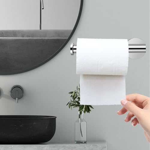 Chrome Bathroom Hardware Set, Towel Ring & Toilet Paper Holder, Stainless Steel SUS304, Hand Towel Hanger & Toilet Roll Holder, Sturdy Bathroom Accessories for Home or Kitchen - color: Chrome
