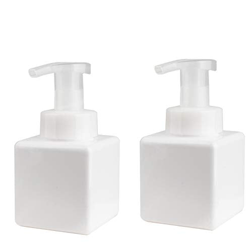 UUJOLY Foaming Soap Dispenser, 250ml (9oz) Refillable Pump Bottle for Liquid Soap, Shampoo, Body Wash (2 Pcs) (Small White) - color: White, size: 9 oz (2 Pack)