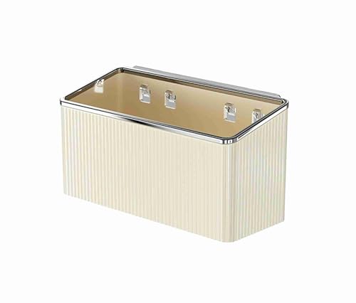 TXLFRO Pulreiush Floating Shelves Wall Bin Organizer Adhesive Wall Mounted Plastic Storage Organizer No Drilling Hanging Storage Containers Makeup Organizer Shelf for Office, Kitchen, Home - color: Beige Silver L