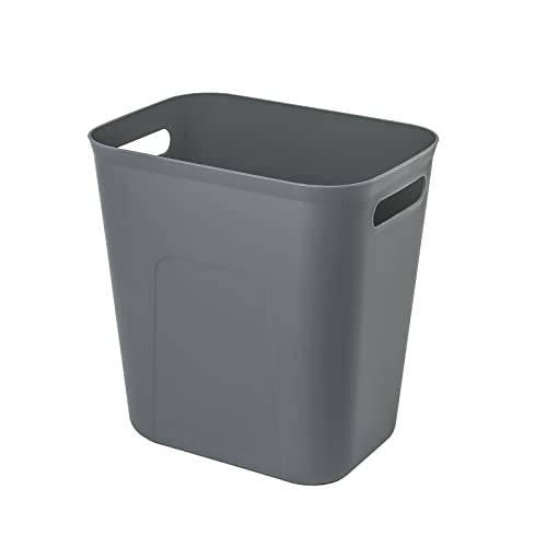 UUJOLY Plastic Small Trash Can Wastebasket, Garbage Container Basket for Bathrooms, Laundry Room, Kitchens, Offices, Kids Rooms, Dorms, 3.5 Gallon (Dark Grey) - color: Dark Grey, size: 3.5 Gallon