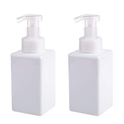 UUJOLY Foaming Soap Dispenser, 450ml (15oz) Refillable Pump Bottle Plastic for Liquid Soap, Shampoo, Body Wash (2 Pcs) (White) - color: White, size: 15 oz (2 Pack)