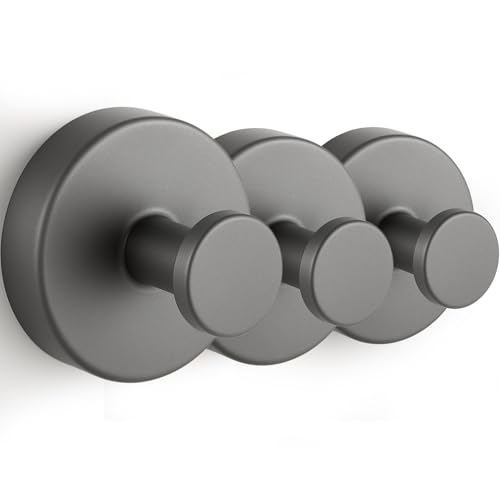 Suction Cup Hooks, Shower Hooks for Inside Shower, No-Drill Towel Hook Stainless Steel Waterproof Suction Hook for Wreaths, Loofah, Towel, Coat, Bath Robe (3, Grey) - color: Gray