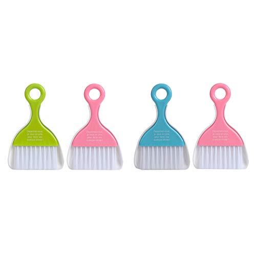 Saim Mini Dustpan and Brush Set, Kids Hand Broom and Dust Pan for Cleaning Table Countertop Keyboard Pets Hair and Small Messes Colour Random, Set of 4 - size: 4 Set