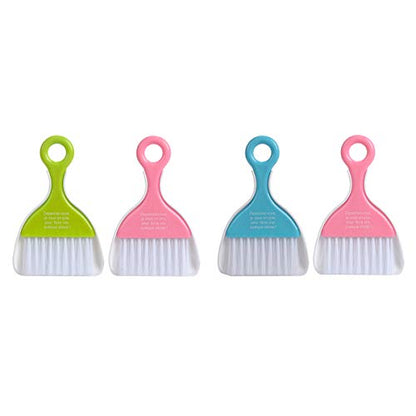 Saim Mini Dustpan and Brush Set, Kids Hand Broom and Dust Pan for Cleaning Table Countertop Keyboard Pets Hair and Small Messes Colour Random, Set of 4 - size: 4 Set