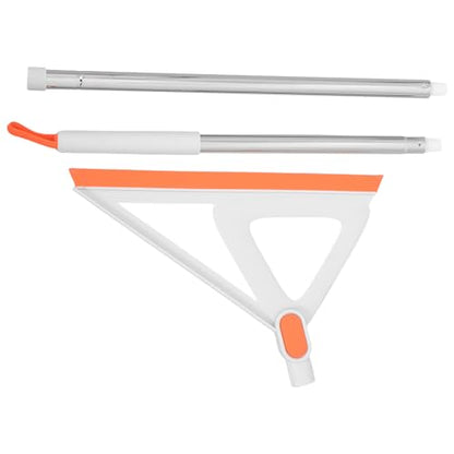 Ipetboom Rubber Edge Silicone Floor Squeegee Broom, Multi-Function Floor Scrubber Tool for Tile and Concrete, White and Orange, Home Cleaning and Deck Scrubbing