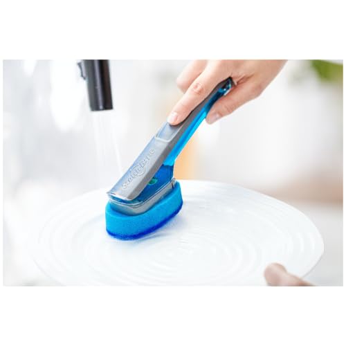 Scotch-Brite Advanced Soap Control Non-Scratch Dishwand Kit, 1 Dish Wand & 5 Sponge Refills, Prevents Soap from Leaking, Leak-Free Guarantee, Best for Nonstick Pots and Pans, Glass, Tubs, & Showers