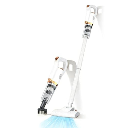 Powerful Cordless Vacuum Cleaner, Quiet Rechargeable Stick Vacuum Electirc Broom Dust Catcher for Pet Hair, Carpet