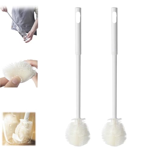 Cup Brush, Bottle Cleaning Brush, Stainless Steel Scrub Cleaner Brush with 12'' Long Handle, Flexible for Cleaning Sport Water Bottles, Coffee Mug, Cups (2 pcs) - color: 2 Pcs