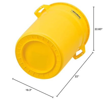 Global Industrial Commercial Round Trash Can, 20 Gallon Capacity, Plastic Garbage Can, Indoor and Outdoor Utility Trash Can, Yellow, 19" W x 22-1/2"H, No Lid - color: Yellow