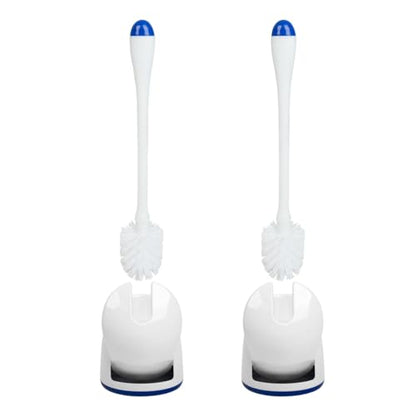 CELOX Toilet Bowl Brush and Holder, Compact Toilet Brush with Breathable Ventilation Stand Base, Bathroom Cleaning Kit, White, 2 Set - color: White
