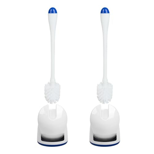CELOX Toilet Bowl Brush and Holder, Compact Toilet Brush with Breathable Ventilation Stand Base, Bathroom Cleaning Kit, White, 2 Set - color: White