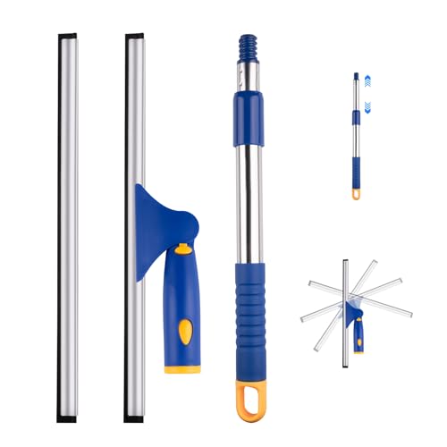 14" Shower Squeegee for Glass Doors, Extendable Squeegee for Shower Glass with 2 Blades,Window Squeegee,Window Cleaner Tool for Shower Doors, Windows, Bathroom and Car Windshields (25", Inches, 14)