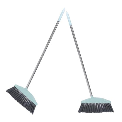 Cabilock 2pcs Broom Heads Wide Scrub Broom Handle Stainless Steel Rod for Indoor Outdoor Cleaning - color: Blue