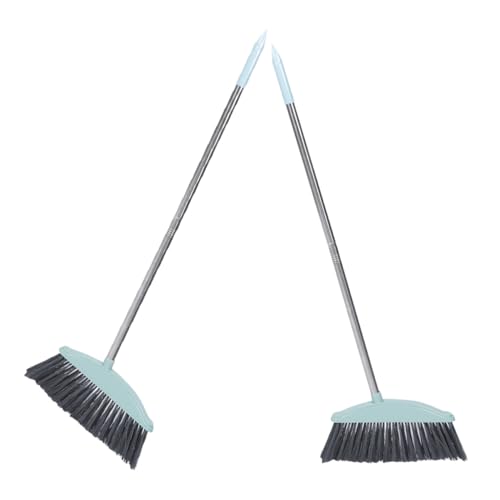 Cabilock 2pcs Broom Heads Wide Scrub Broom Handle Stainless Steel Rod for Indoor Outdoor Cleaning - color: Blue