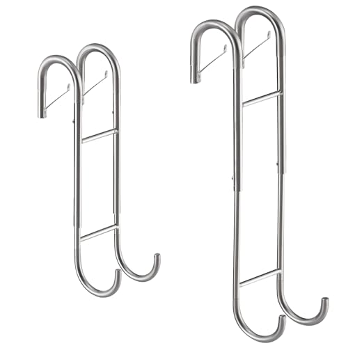 Ofiray-home Shower Door Towel Hooks(2-Pack) - 9"~13" Length Adjustable Hook for Frameless Over The Door Glass, Squeegee Holder, Towel Hanger for Bath Suits Rozer Robes Loofahs Shavers, Stainless Steel - color: Silver, Clip