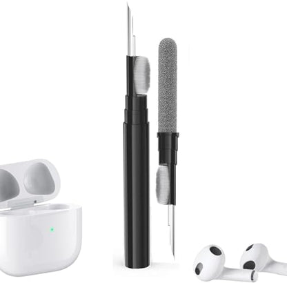 Cleaner Kit for Airpods Pro 1 2 3 4, Multi-Function Cleaning Tool with Brush Flocking Sponge for iPad iPhone,Earbuds,Wireless Earphones,Bluetooth Headphones Case,Camera,Laptop,Black - color: Black