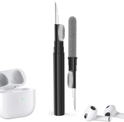 Cleaner Kit for Airpods Pro 1 2 3 4, Multi-Function Cleaning Tool with Brush Flocking Sponge for iPad iPhone,Earbuds,Wireless Earphones,Bluetooth Headphones Case,Camera,Laptop,Black - color: Black