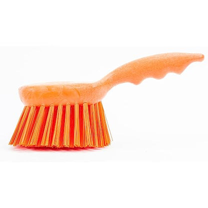 SPARTA 40541EC24 Plastic Scrub Brush, Utility Brush, Kitchen Brush With Hanging Hole For Cleaning, 8 Inches, Orange - color: Orange