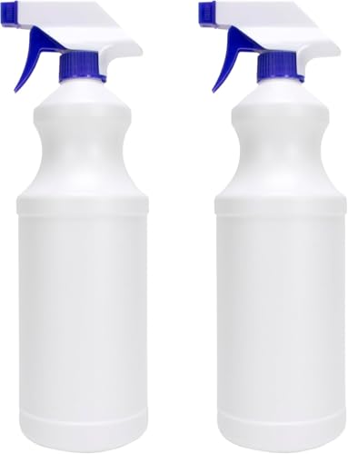 Spray Bottles (2 Pack, 32 Oz), Refillable Heavy Duty Spraying Bottle for Cleaning Solutions, Hair Spray, Gardening, Pets, Adjustable Nozzle Setting, Mist Water