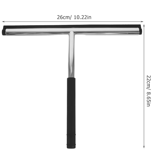 Didiseaon Stainless Steel Window Squeegee with Flexible Rubber Blade Water Removal Cleaner Wiper for Shower Doors Glass Tile Walls Bathroom and Kitchen Includes Hook for Easy Random Color