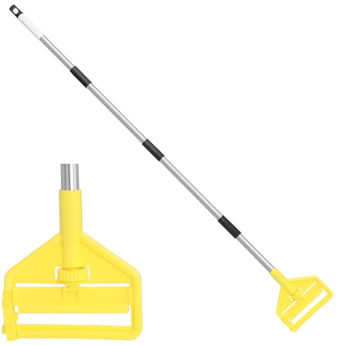 Commercial Heavy Duty Mop Handle - 58" Adjustable Extension Pole Mop Handle Replacement, Wet Mops Head Replacement Holder for Professional/Industrial Floor Cleaning (Yellow)