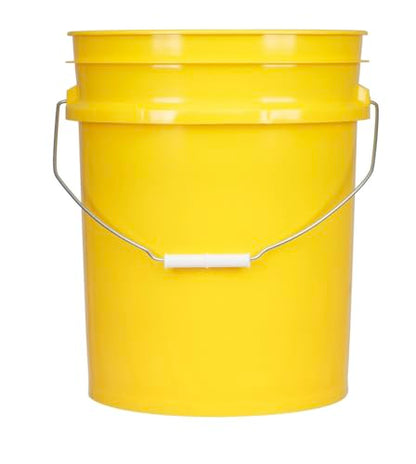 House Naturals 5 Gallon Plastic Yellow Food Grade Made in USA Bucket Pail with Double Gasket Screw on Lid (Pack of 3) (Yellow and White lids) - color: Yellow and White Lids