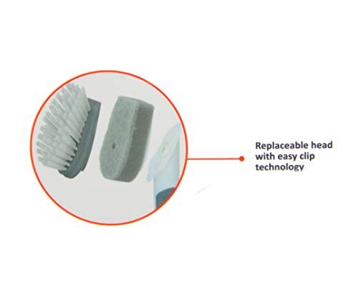 Soap Dispensing Dish Brush 2 In 1 Sponge And Bristle Brush Kitchen Brush For Dishes Pot Pan Sink Cleaning Dish Scrubber Brush With Built In Soap Liquid Dispenser, Long Handle, White