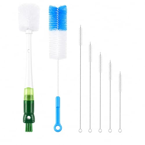 5-in-1 Water Bottle Cleaner Brush Set - 7 Pack, 14.17" Long Narrow Bottle Brush & Straw Brushes, Compatible with Stanley Cups, Tumblers, Sports Bottles, Travel Mugs