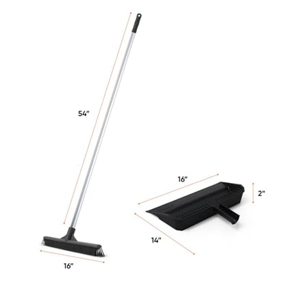 Superio 16 Silicone Pet Hair Remover Broom & 16 Dustpan with Comb, Rubber Lip & Clip - Carpet Rake Floor Cleaning Set for Carpet, Hardwood & Tile - Removes Fur, Dust & Debris - size: Broom with Dustpan