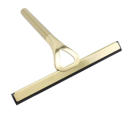 Asixxsix Glass Wiper, 304 Stainless Steel Shower Squeegee with Silicone Vane/Wing for Bathroom Windows Mirrors and Glass Surfaces (Gold) - size: Gold