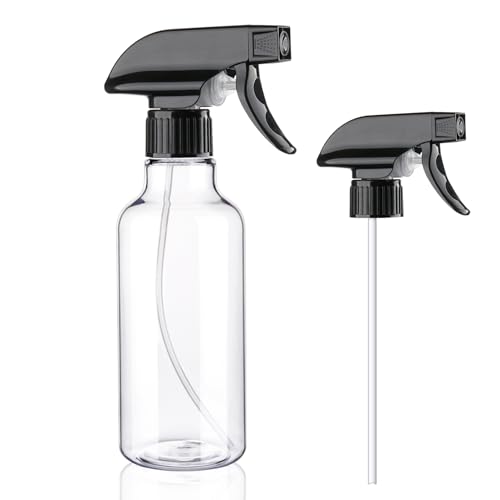 Spray Bottles Plastic Spray Bottle for Hair Mist/Stream Heavy Duty Empty Spray Bottles for Cleaning Solutions, Plants, Cooking (12oz-Blackclear+nozzle) - color: 12oz-Blackclear+nozzle