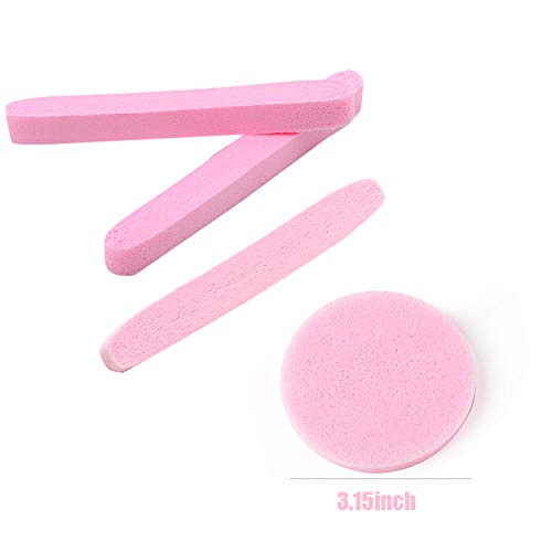 Facial Sponge Compressed,60 Pcs PVA Professional Makeup Removal Wash Round Face Sponges Spa Pads Exfoliating Cleansing for Women,Pink - color: Pink