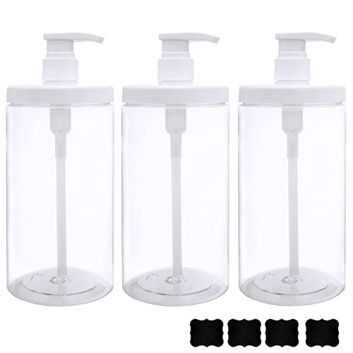 Cosywell Pump Bottle Dispenser Plastic Pump Bottles Refillable Bottles Wide Mouth Jar Style Empty Pump Bottles Bathroom Shower Containers for Lotion Shampoo Conditioner (White, 3X 1000ml) - color: White, size: 3x 1000ml