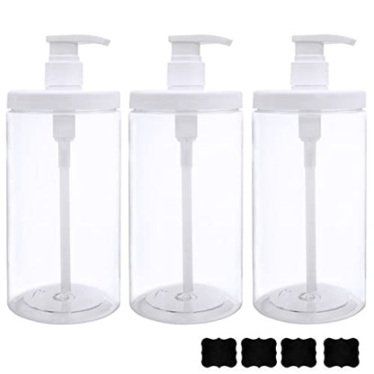 Cosywell Pump Bottle Dispenser Plastic Pump Bottles Refillable Bottles Wide Mouth Jar Style Empty Pump Bottles Bathroom Shower Containers for Lotion Shampoo Conditioner (White, 3X 1000ml) - color: White, size: 3x 1000ml