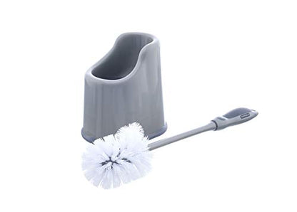 Superio Toilet Bowl Brush and Holder with Under Rim Cleaner for Bathroom, Toilet Brush and Caddy with Non Scratch Bristles and Under Rim Lip Brush, Grey (2 Pack) - color: Gray