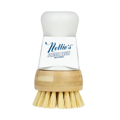 Nellie's Forever Brush - Ultimate Bristle-Brush for Dishwashing - Durable Handle - Versatile Scrubbing Power - Replaceable Brush Head - Long-Lasting Design - Practical Kitchen Essential
