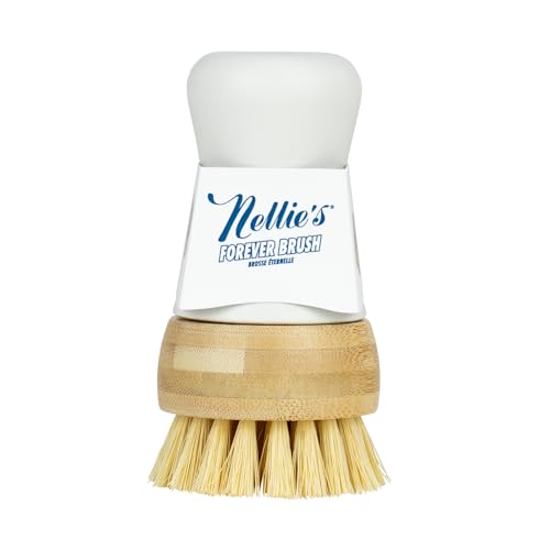 Nellie's Forever Brush - Ultimate Bristle-Brush for Dishwashing - Durable Handle - Versatile Scrubbing Power - Replaceable Brush Head - Long-Lasting Design - Practical Kitchen Essential