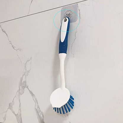 2-Pack Kitchen Round Scrub Brush for Cleaning Dishes Pots Pan Sink and Bathroom with Comfortable Long Handle